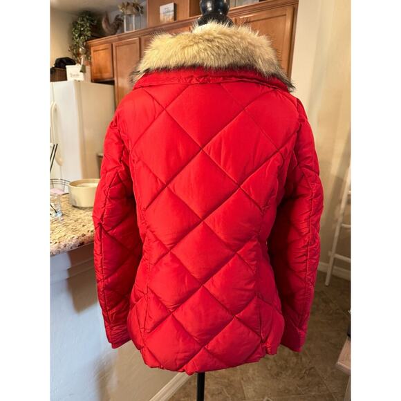 New York & Company Red Puffer Jacket with Fur Collar - Picture 6 of 8